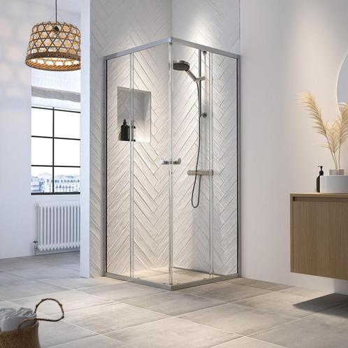 Douchecabine Sealskin Hooked Vierdelig Hoekinstap met, Doe-het-zelf en Bouw, Sanitair, Overige typen, Nieuw, Ophalen of Verzenden