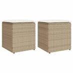 vidaXL Tuinkrukken met kussens 2 st 40x40x43 cm poly rattan, Verzenden, Nieuw