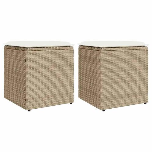 vidaXL Tuinkrukken met kussens 2 st 40x40x43 cm poly rattan, Tuin en Terras, Tuinsets en Loungesets, Nieuw, Verzenden