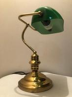 Lamp - Glas, Messing - bankierslamp, Antiek en Kunst