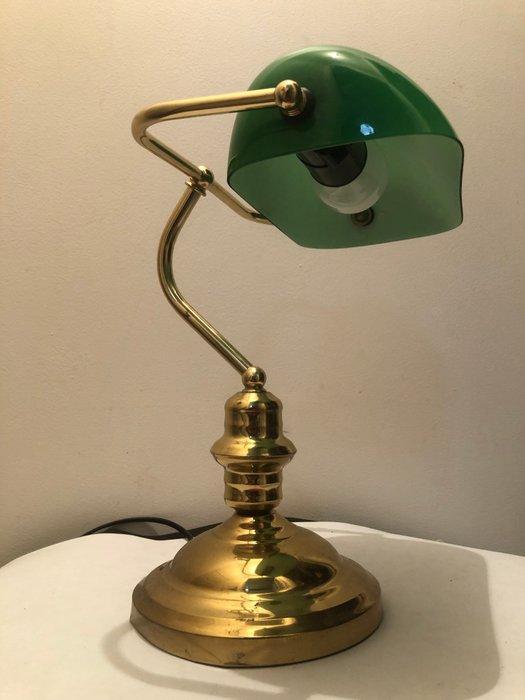 Lamp - Glas, Messing - bankierslamp, Antiek en Kunst, Curiosa en Brocante