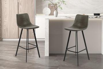 Barstoel Ozan PU Grijs Poten metaal en bekleding PU vintage, Huis en Inrichting, Nieuw, Ophalen of Verzenden, Modern, Stof