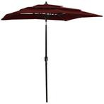 vidaXL Parasol 3-laags met aluminium paal 2x2 m bordeauxrood, Verzenden