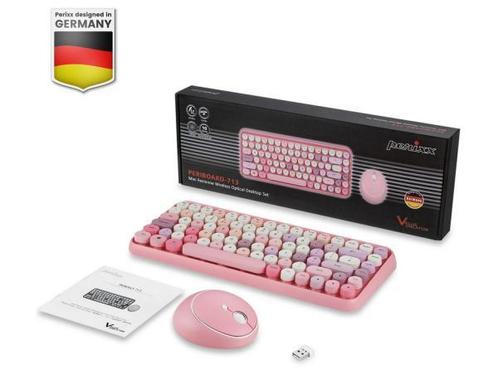 Veiling - Perixx Periduo 713 draadloos roze toetsenbord en m, Computers en Software, Toetsenborden