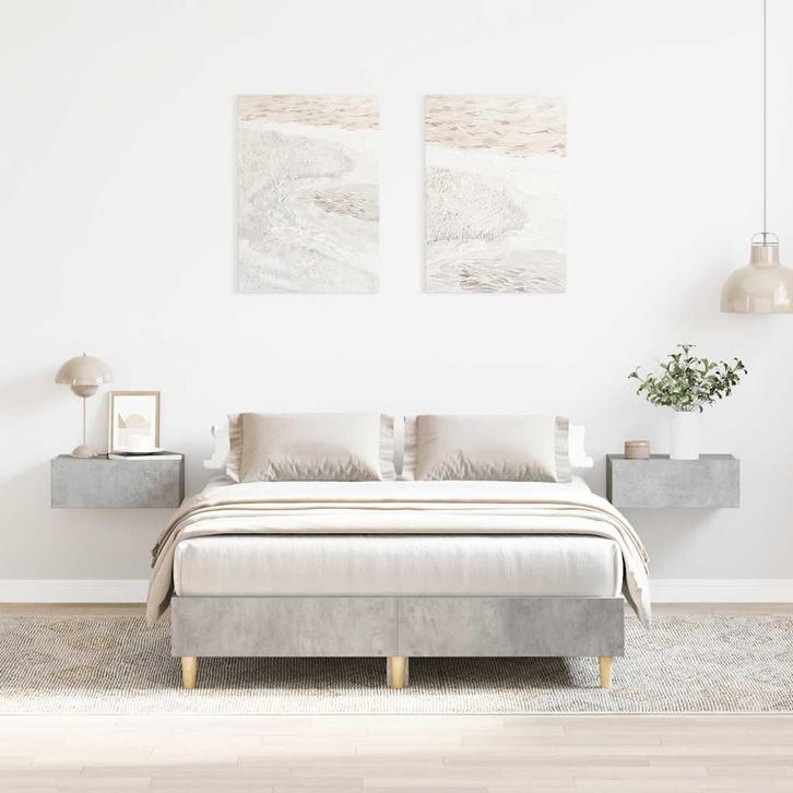 vidaXL Bedframe zonder matras 120x200 cm spaanplaat beton, Huis en Inrichting, Slaapkamer | Bedden, Nieuw, Verzenden