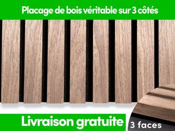 Panneaux muraux acoustiques 3 faces - Bois de noyer