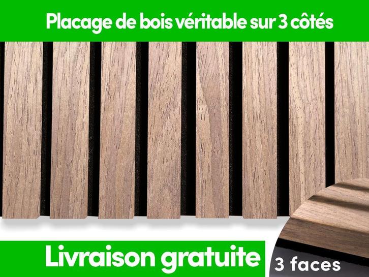 Panneaux muraux acoustiques 3 faces - noyer clair, Doe-het-zelf en Bouw, Platen en Panelen, Nieuw, Verzenden