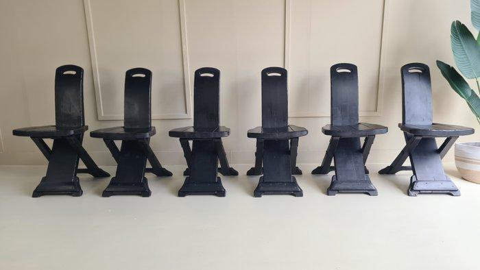 Chaise de salle à manger - Bois - Ensemble de six sièges -, Antiek en Kunst, Kunst | Designobjecten