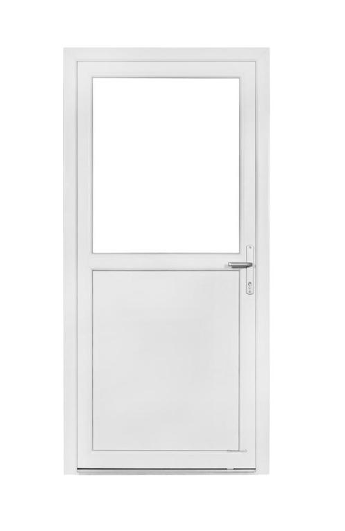 Deur wit 1/2 glas Basic b85 x h185 buitendraaiend, Doe-het-zelf en Bouw, Deuren en Vliegenramen, Nieuw, Glas, Kunststof, Metaal
