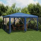 vidaXL Partytent met 8 mesh zijwanden 4x4 m HDPE blauw, Tuin en Terras, Verzenden, Nieuw