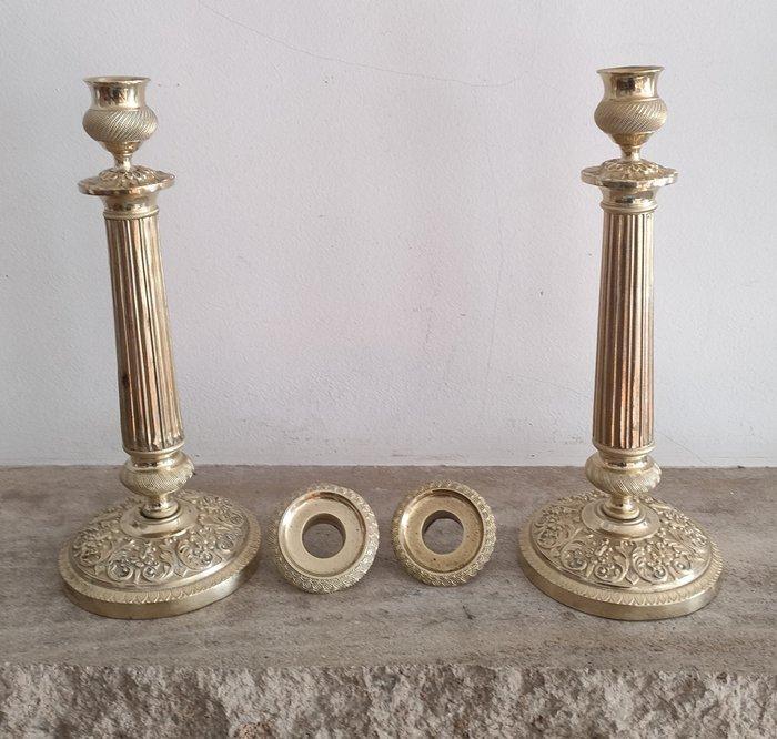 Bougeoir Paire de flambeaux Empire (2) - Laiton, Antiek en Kunst, Antiek | Overige Antiek