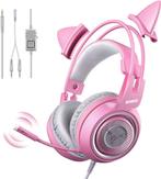 2dekans | Somic G951 - PS4 PS5 7.1 Surround - Roze Kat Ear, Audio, Tv en Foto, Hoofdtelefoons, Ophalen of Verzenden, Nieuw
