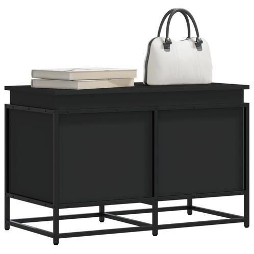 vidaXL Opbergbox met deksel 80x40x51,5 cm bewerkt hout zwart, Doe-het-zelf en Bouw, Kratten en Dozen, Nieuw, Verzenden