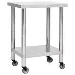 vidaXL Keukenwerktafel met wielen 80x45x85 cm roestvrij, Zakelijke goederen, Horeca | Overige, Verzenden