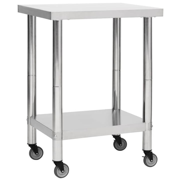 vidaXL Keukenwerktafel met wielen 80x45x85 cm roestvrij, Zakelijke goederen, Horeca | Overige, Verzenden