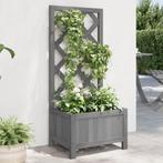 vidaXL Plantenbak met latwerk massief vurenhout grijs, Tuin en Terras, Verzenden, Nieuw