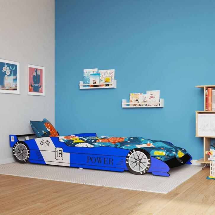 vidaXL Kinderbed raceauto blauw 90x200 cm, Kinderen en Baby's, Kinderkamer | Bedden, Nieuw, Verzenden