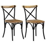 vidaXL Kruisstoelen 2 st massief mangohout zwart, Huis en Inrichting, Stoelen, Verzenden, Nieuw