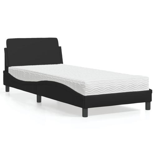 vidaXL Lit avec matelas noir 90x190 cm similicuir, Huis en Inrichting, Slaapkamer | Bedden, Verzenden