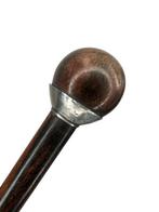 Wandelstok - hard hout - Zilveren kraag, Antiek en Kunst
