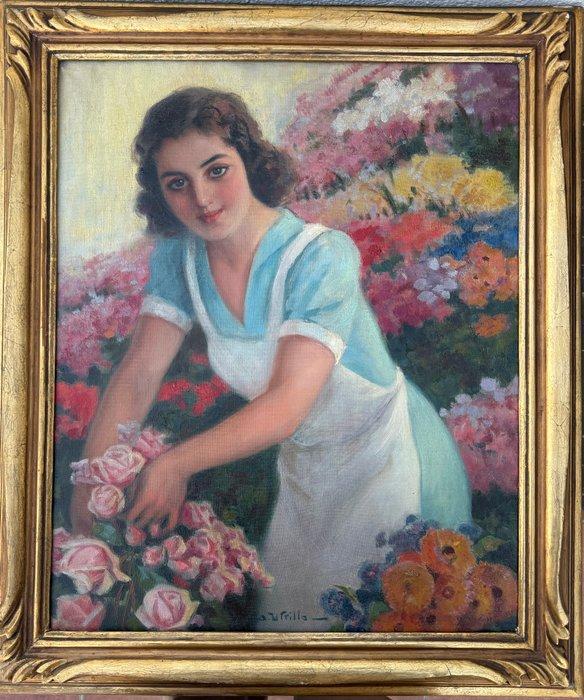 Antonio Utrillo Viadera (1887–1957) - Joven florista entre, Antiquités & Art, Art | Peinture | Classique