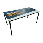 Tafel met updruk 160x80x76cm Hout Blad en Metalen Frame, Ophalen of Verzenden, Nieuw