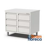 RVS werktafel met 2 x 3 laden | 80x70x90 cm, Doe-het-zelf en Bouw, Verzenden, Nieuw