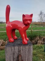 Statue, Garden statue - Cat - Color red - 46 cm - polyresin, Antiquités & Art, Curiosités & Brocante