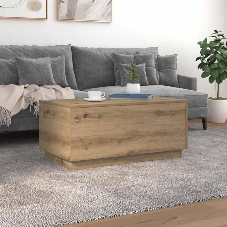 vidaXL Salontafel met LED-verlichting 90x50x40cm artisanaal, Huis en Inrichting, Tafels | Salontafels, Nieuw, Verzenden