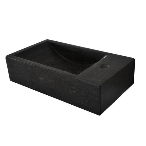 BWS Natuursteen Fontein Zwart 40x22x10 cm (Kraangat Rechts), Doe-het-zelf en Bouw, Sanitair, Overige typen, Nieuw, Ophalen of Verzenden