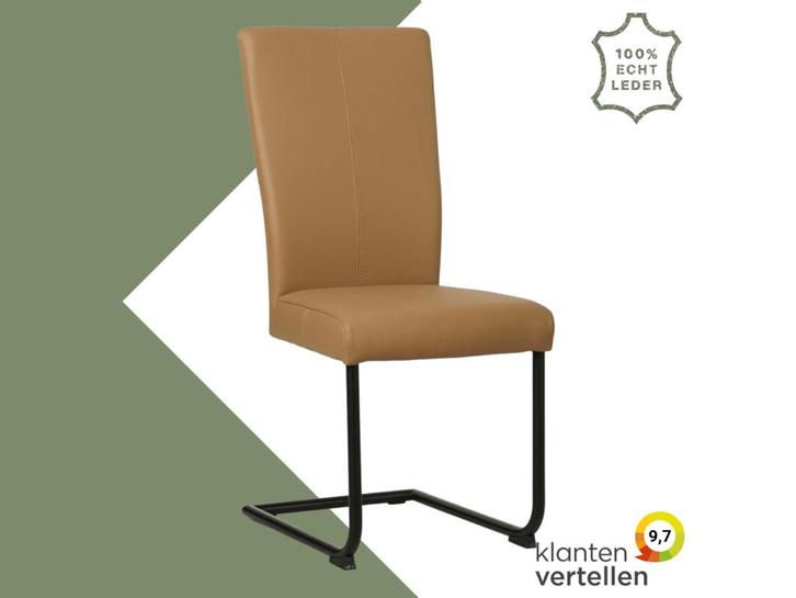 Leren eetkamerstoel Dry - Toledo Camel (bruin) - Sledepoot, Huis en Inrichting, Stoelen, Bruin, Eén, Nieuw, Leer, Ophalen of Verzenden