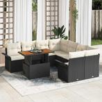 vidaXL Tuinbank Set met opslag 9 pcs Zwart Poly rattan, Tuin en Terras, Verzenden, Nieuw