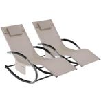 tectake Ligstoel Taya, ergonomisch, schommelfunctie - beige,, Tuin en Terras, Tuinsets en Loungesets, Verzenden, Nieuw