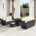vidaXL 9-delige tuinmeubel set met kussens in zwart poly, Tuin en Terras, Tuinsets en Loungesets, Verzenden, Nieuw