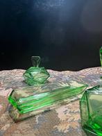 Art déco Ensemble de toilette (3) - Cristal, Anna groen -, Antiek en Kunst