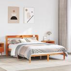 vidaXL Bedframe met hoofdbord massief grenenhout wasbruin, Verzenden