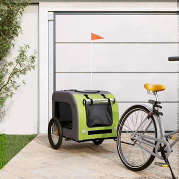 vidaXL Hondenfietstrailer oxford stof en ijzer groen en beschikbaar voor biedingen