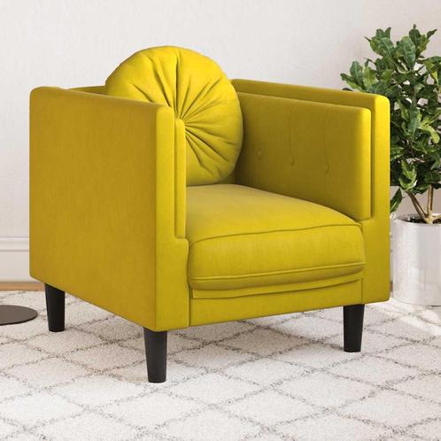 vidaXL Fauteuil met kussen fluweel geel, Huis en Inrichting, Zetels | Zetels, Nieuw, Verzenden