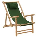 vidaXL Terrasstoel bamboe en canvas groen, Tuin en Terras, Tuinstoelen, Verzenden, Nieuw