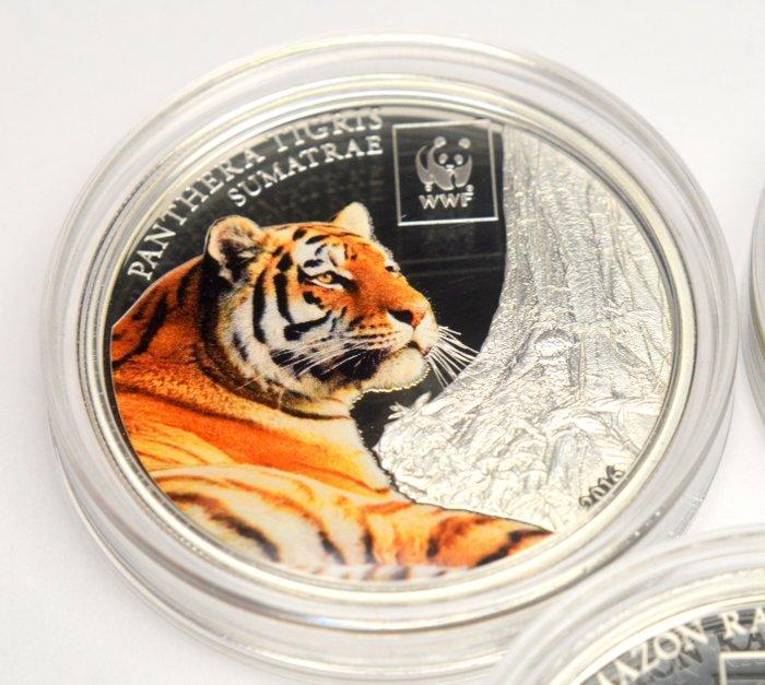 Tanzania. 100 Shilling 2016 WWF Animals - Fauna (3 coins), Postzegels en Munten, Munten | Europa | Niet-Euromunten