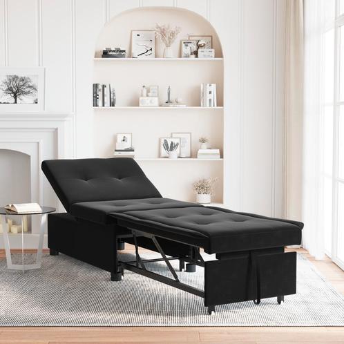 vidaXL Sofa Bed 3-in-1 Uittrekbaar Zwart Fluweel, Huis en Inrichting, Zetels | Zetels, Nieuw, Verzenden