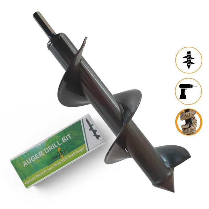 Horvitus® Grondboor voor boormachine - 8x25 cm - zwart, Tuin en Terras, Hand-tuingereedschap, Grondboor, Nieuw, Verzenden