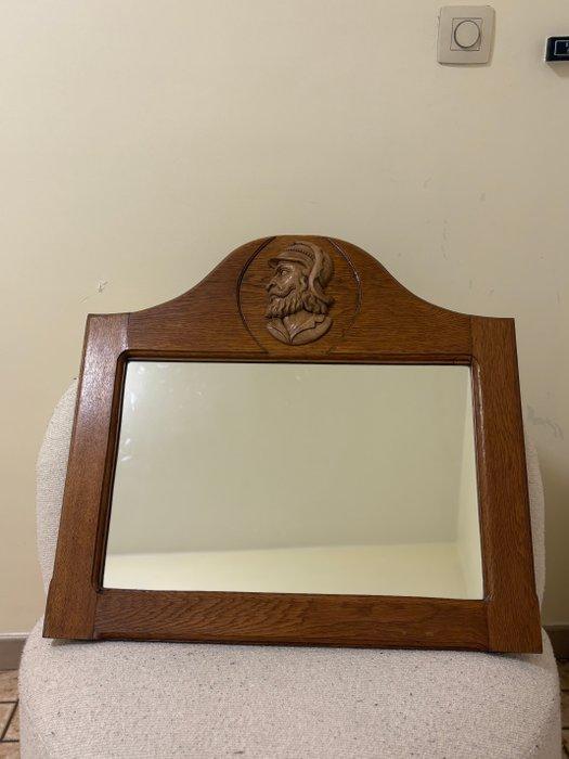 Wandspiegel- Handgesneden eikenhout – Grieks-Romeinse, Antiek en Kunst, Curiosa en Brocante