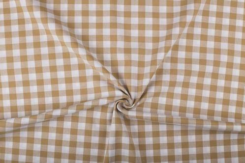 Geruite stof camel bruin 18mm geruit - Katoen stof op rol, Hobby en Vrije tijd, Stoffen en Lappen, Verzenden