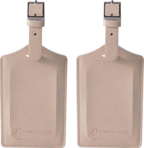 Tweedekans | EverNeeds Bagagelabel - PU Leer - Crème - 2, Handtassen en Accessoires, Koffers, Ophalen of Verzenden