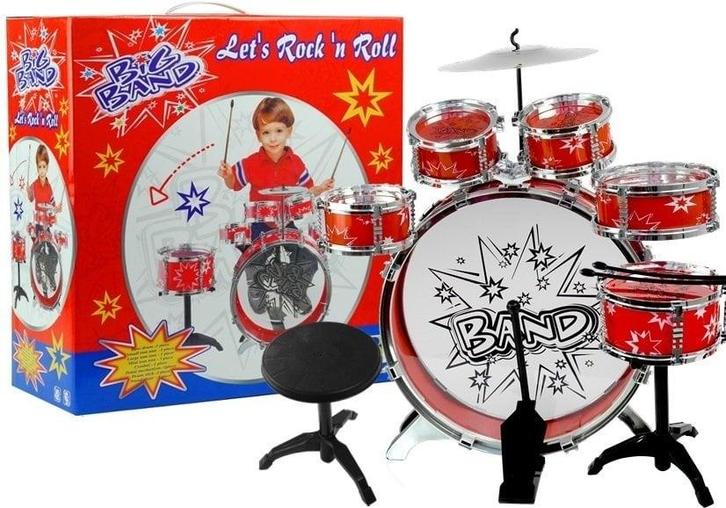 Kinderdrumstel – 6-delige drumset voor kinderen – rood, Kinderen en Baby's, Speelgoed | Overig, Nieuw, Ophalen of Verzenden