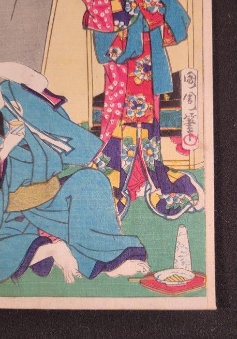 Interieur-Szene - Kabuki play Yamato ningy  -, Antiek en Kunst, Antiek | Overige Antiek