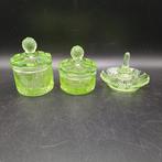 Val Saint Lambert - Kaptafelset (3) - Uraniumglas - VSL, Antiquités & Art