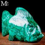 Handgesneden malachietvisbeeldhouwwerk – natuurlijk blok,