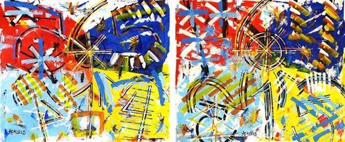 ACA (Angelo Calabria) - Elaborazione 2820/2823 (Luna Park), Antiek en Kunst, Kunst | Schilderijen | Modern